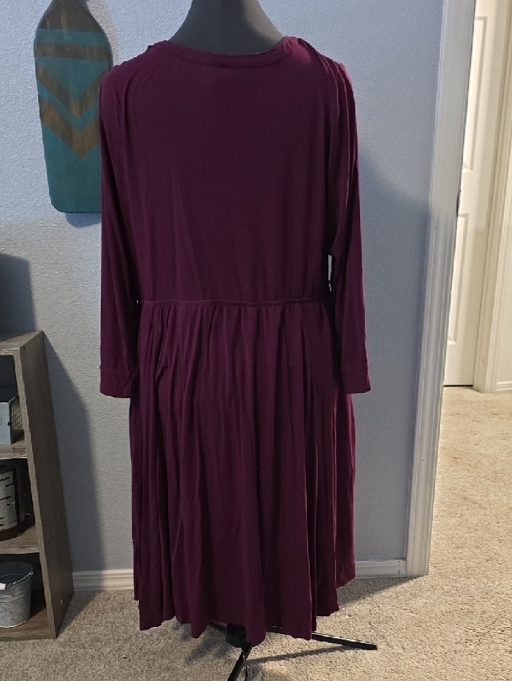 torrid Plum Button-Front 3/4 Sleeve Midi Dress - Picture 2 of 2